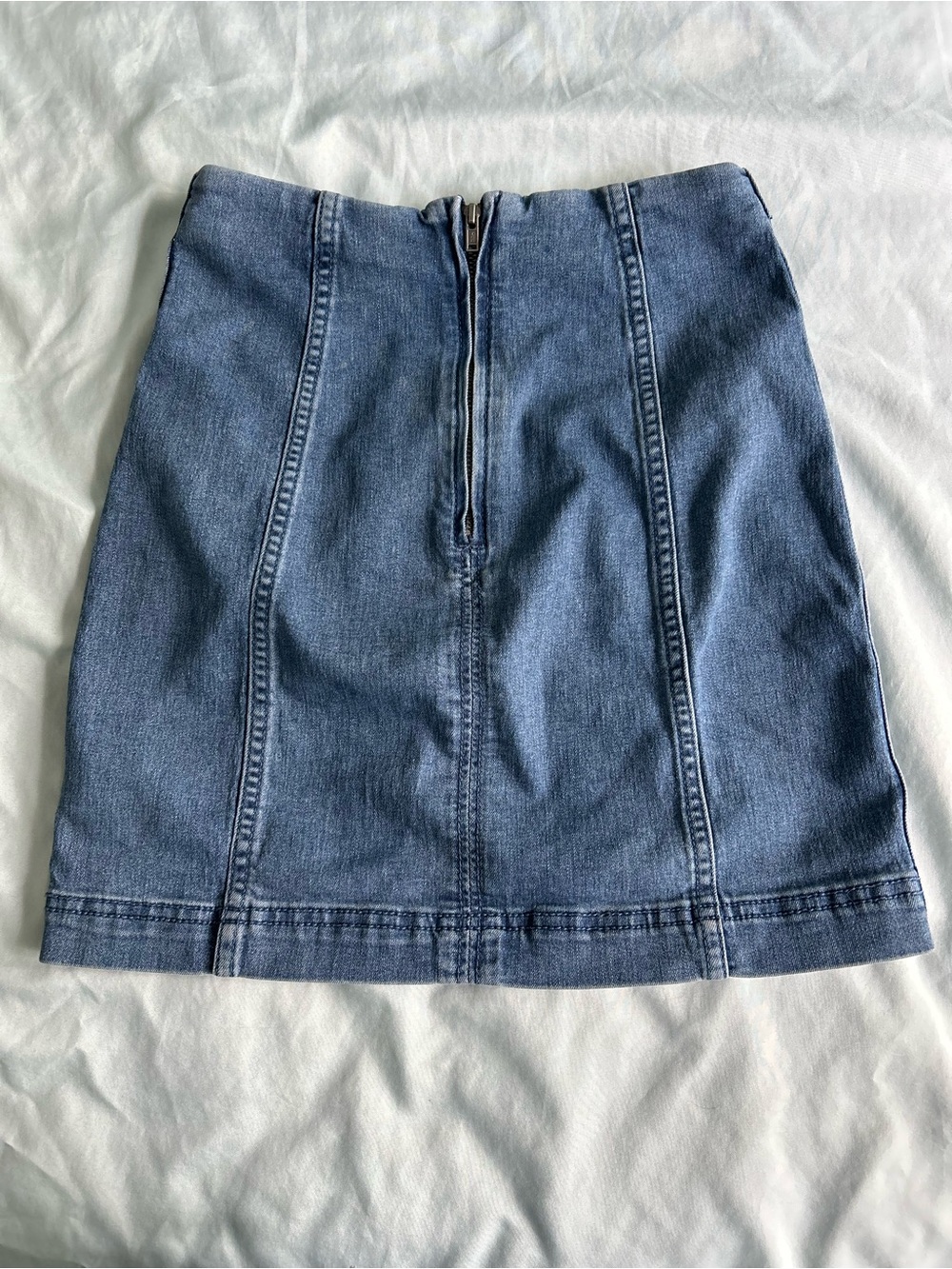 Free People Blue Denim Panel Mini Skirt